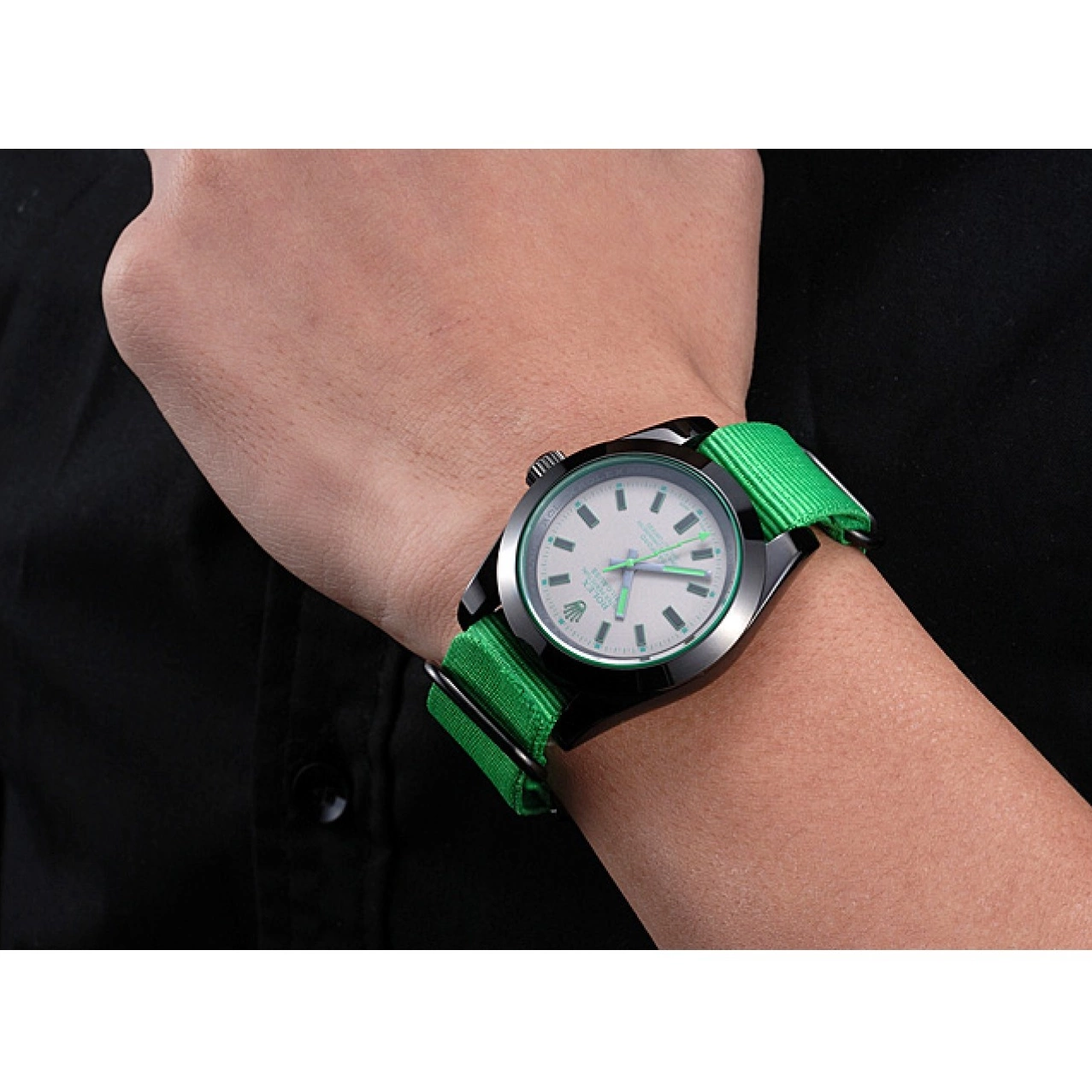 AAA replica watch Strap Milgauss Bamford 622004 Green Rolex Nylon 0723